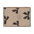 Floral Bow Pattern Woven Blanket | Decorative Throw